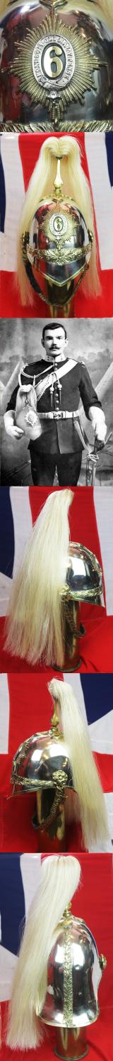 A Wonderful, Original, Antique Victorian Helmet of the 6th Dragoons the Inniskillins. One of the Great Irish Cavalry Regiments in the British Army & One of The Most Desirable of All The Victorian Regimental Helmets