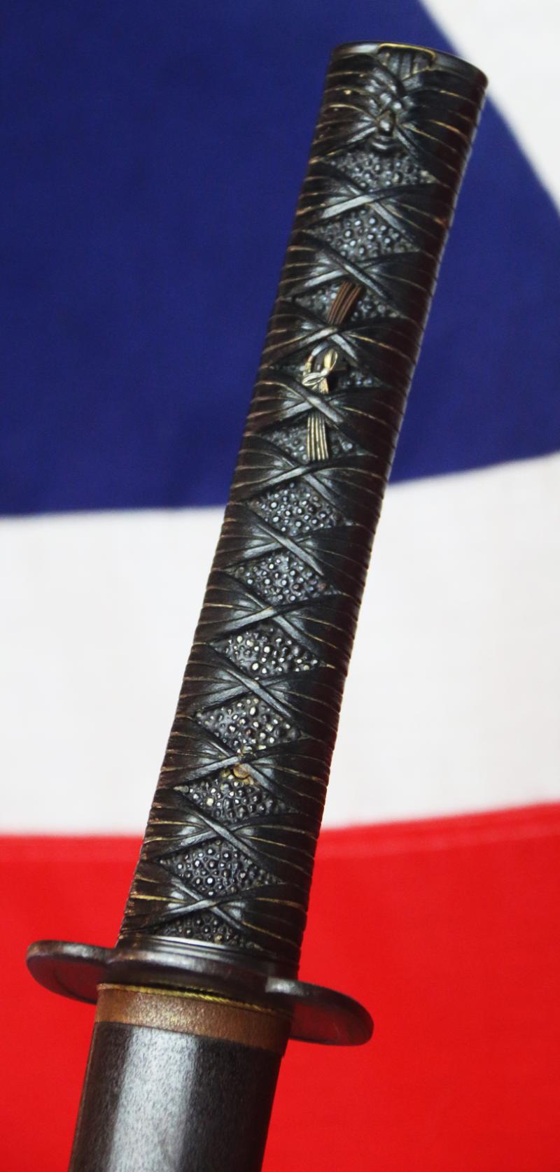 A Very Beautiful & Incredibly Elegant Koto Katana Art Sword Circa 1500, With Very Fine All Original Edo Koshirae, of Finely Decorated Shakudo, Combined With Exceptional Urushi Lacquer Work. Kashira Decorated with ‘The Monkey Reaching for the Moon’