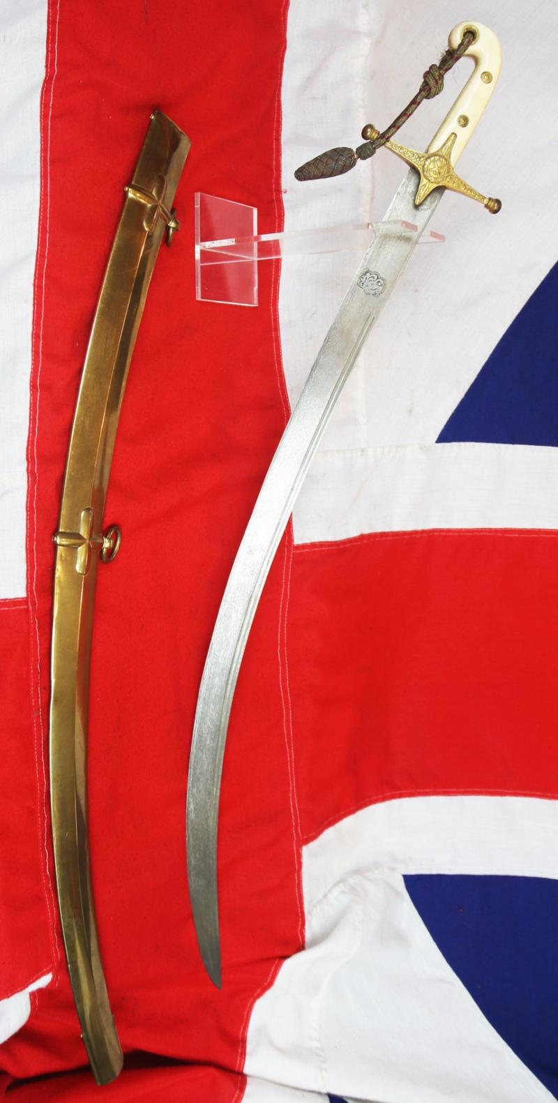 A Most Fine and Rare Victorian British General's Mamaluke With a Captured Battle Trophy, or Presentation, Spectacular, Indian, Damascus Steel Blade, With Islamic Gold Cartouche Seal Engraved and Inlaid With Gold, 'Mohammed, Blessings Be Upon Him'