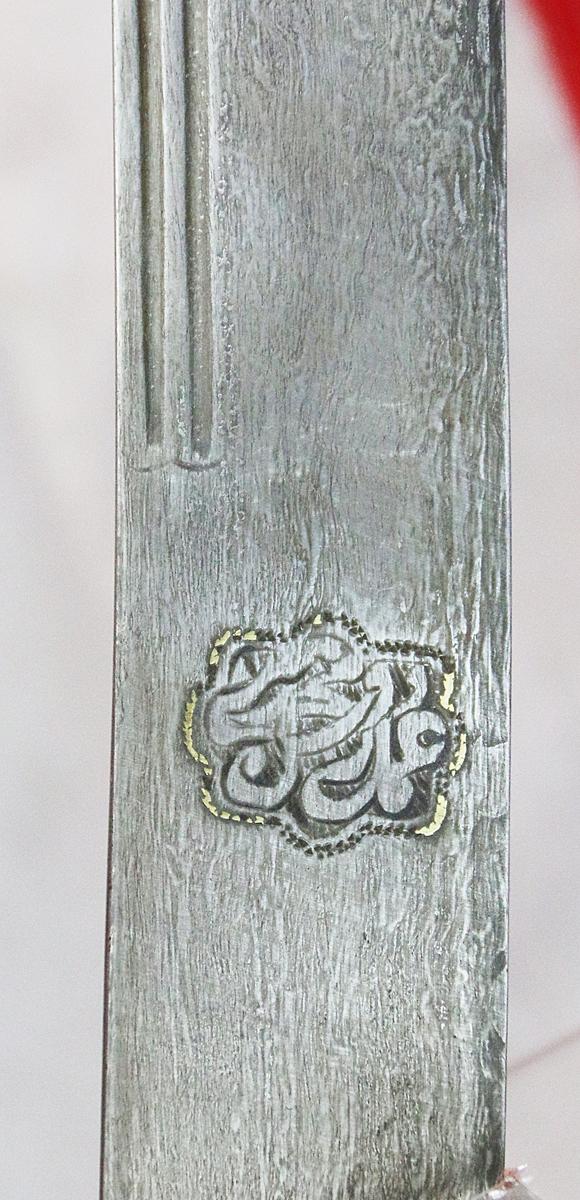 A Most Fine and Rare Victorian British General's Mamaluke With a Captured Battle Trophy, or Presentation, Spectacular, Indian, Damascus Steel Blade, With Islamic Gold Cartouche Seal Engraved and Inlaid With Gold, 'Mohammed, Blessings Be Upon Him'