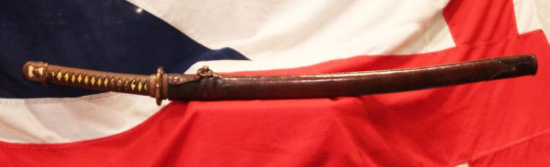 A Superb, Gendaito, Japanese Traditionally Hand Made Officer's Katana By A Famous Gendaito Sword Maker, & Signed Ichihara Ichiryushi Nagamitsu, With His Kakihan, and Silver Clan Kamon Of the Fujii