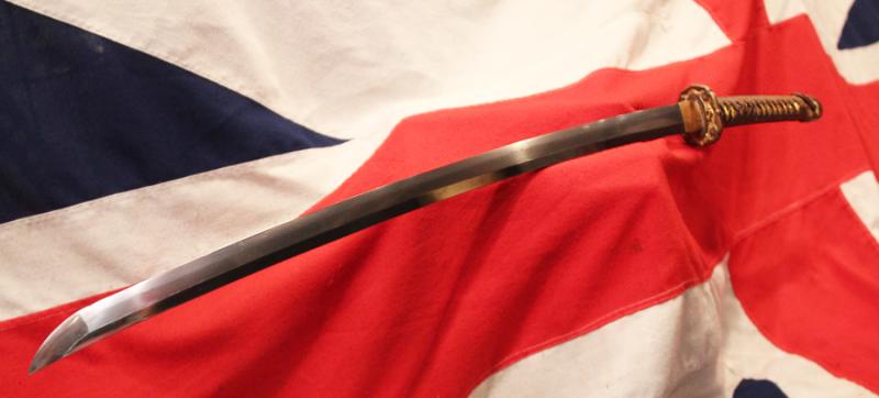 A Superb, Gendaito, Japanese Traditionally Hand Made Officer's Katana By A Famous Gendaito Sword Maker, & Signed Ichihara Ichiryushi Nagamitsu, With His Kakihan, and Silver Clan Kamon Of the Fujii