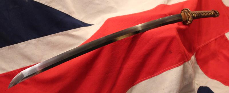 A Superb, Gendaito, Japanese Traditionally Hand Made Officer's Katana By A Famous Gendaito Sword Maker, & Signed Ichihara Ichiryushi Nagamitsu, With His Kakihan, and Silver Clan Kamon Of the Fujii