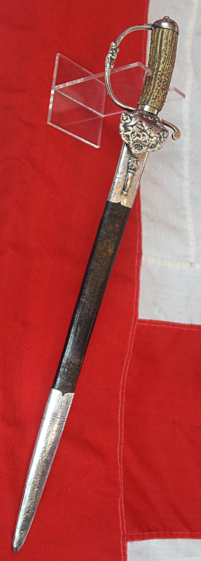 A Simply Captivating & Outstanding Solid Silver Mounted ‘Mermaid’ Shell Guard Hilted Sword, Likely of of an Admiral or Vice Admiral, Such as Admiral Lord Nelson’s Walpole-Suckling Silver Hunting Hanger Sword