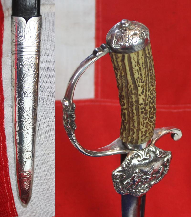 A Simply Captivating & Outstanding Solid Silver Mounted ‘Mermaid’ Shell Guard Hilted Sword, Likely of of an Admiral or Vice Admiral, Such as Admiral Lord Nelson’s Walpole-Suckling Silver Hunting Hanger Sword