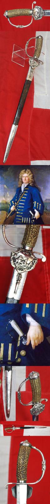 A Simply Captivating & Outstanding Solid Silver Mounted ‘Mermaid’ Shell Guard Hilted Sword, Likely of of an Admiral or Vice Admiral, Such as Admiral Lord Nelson’s Walpole-Suckling Silver Hunting Hanger Sword