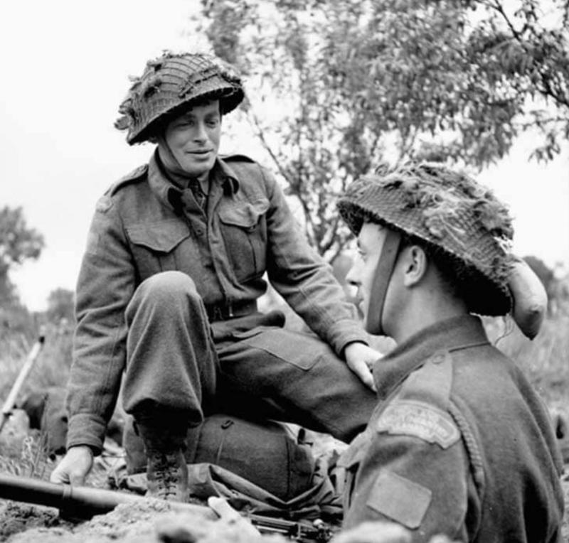 Fabulous D-Day Collection, Medals, & Stripes, of ANCO Corporal of The Ox & Bucks Light Infantry & Later Part of the Airborne Div, Plus, An Original, Net Camouflaged, D.Day Pattern MK III 'High Rivet' Helmet.