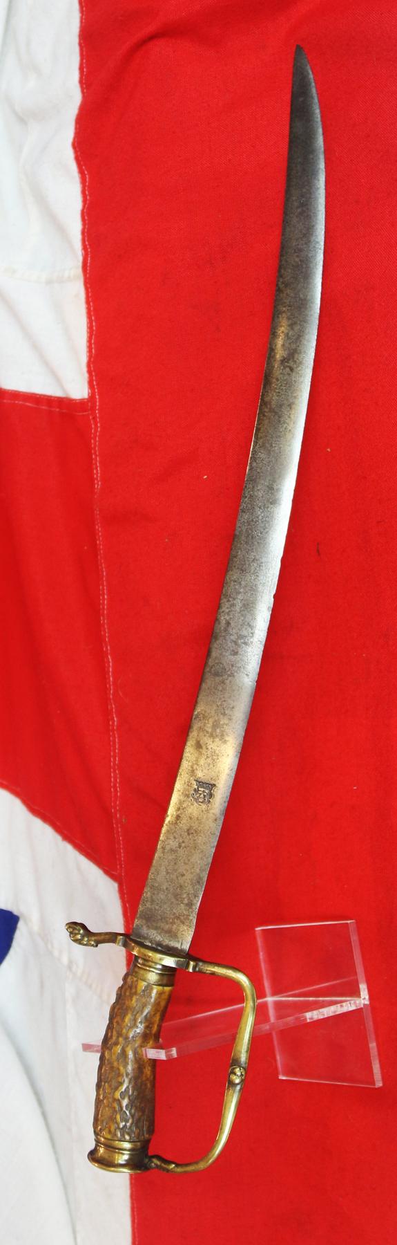 A Very Fine, 17th Century, King 'William & Queen Mary' Period Hangar Sword Cutlass of Senior Naval Officer's Admirals and Captains of the Royal Navy. Plus Infamous Pirates 🏴☠️.. King's Head Stamped Blade