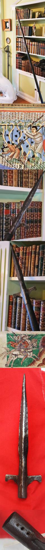 A Superb Old English-Viking Large 'Winged' Spear Javelin Head With Later Haft. A Vital Component in 'Shield Wall' Battles Over 1000 Years Old