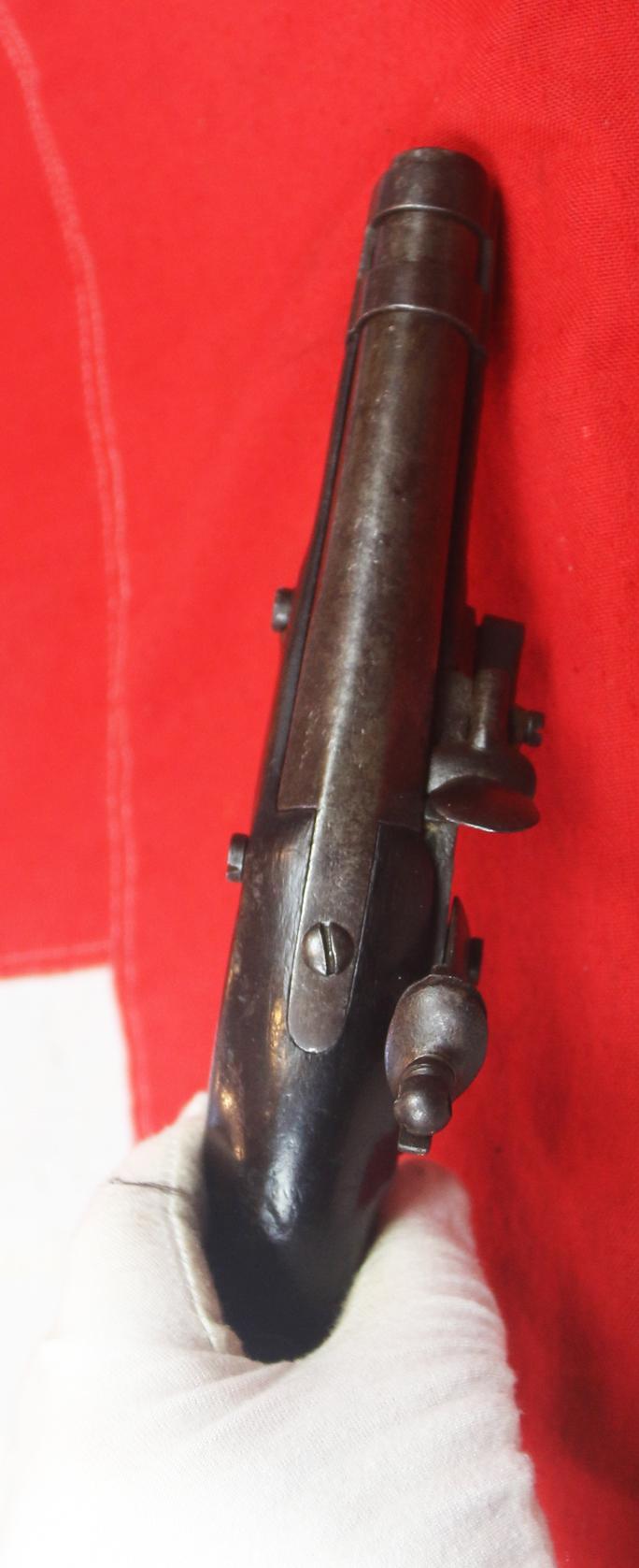 A Most Rare And Superb, Napoleonic Wars Year 9 French Gendarmerie Flintlock Pistol. It Great Condition For Age. All Blackened Steel Mounts And Made From The Maubeuge Manufacture Contract
