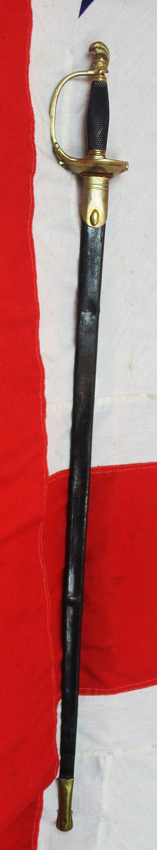 A Beautiful Napoleonic Wars Swiss Mercenary Line Infantry Officer's Blue and Gilt Epee. Some Officers & Men Of the Swiss Regt. Were Sent to The French Mediterranean Squadron's Ships at the Battle of Trafalgar