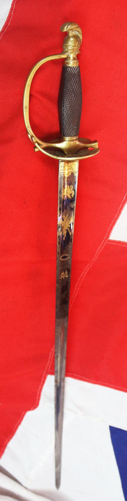 A Beautiful Napoleonic Wars Swiss Mercenary Line Infantry Officer's Blue and Gilt Epee. Some Officers & Men Of the Swiss Regt. Were Sent to The French Mediterranean Squadron's Ships at the Battle of Trafalgar