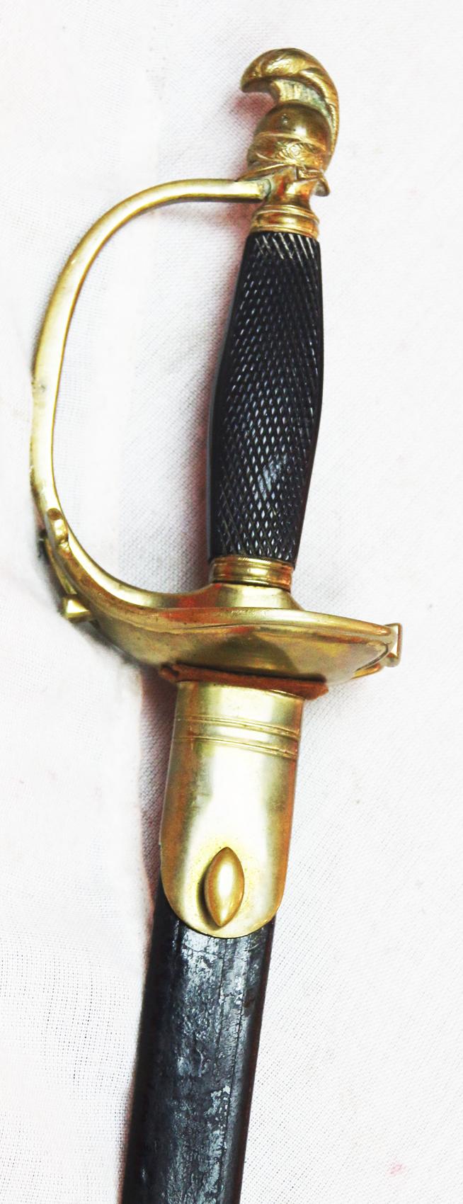 A Beautiful Napoleonic Wars Swiss Mercenary Line Infantry Officer's Blue and Gilt Epee. Some Officers & Men Of the Swiss Regt. Were Sent to The French Mediterranean Squadron's Ships at the Battle of Trafalgar