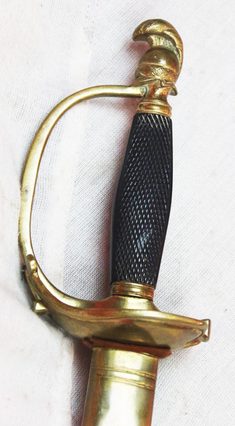 A Beautiful Napoleonic Wars Swiss Mercenary Line Infantry Officer's Blue and Gilt Epee. Some Officers & Men Of the Swiss Regt. Were Sent to The French Mediterranean Squadron's Ships at the Battle of Trafalgar