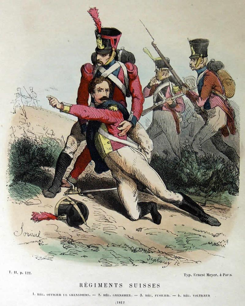 A Beautiful Napoleonic Wars Swiss Mercenary Line Infantry Officer's Blue and Gilt Epee. Some Officers & Men Of the Swiss Regt. Were Sent to The French Mediterranean Squadron's Ships at the Battle of Trafalgar