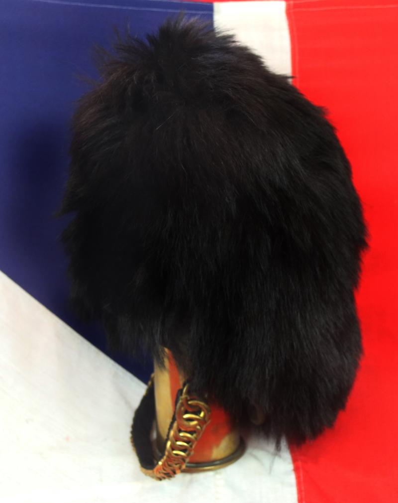 A Really Rare Original Victorian Crimean War Other Ranks Guardsman's Bearkin Cap. with Hardened Leather Interior Frame & Original, Victorian, Crown VR , Maker's Label