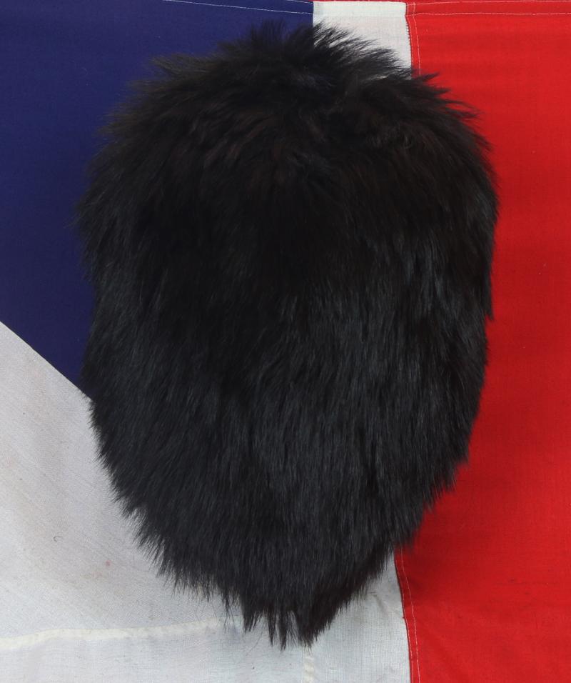 A Really Rare Original Victorian Crimean War Other Ranks Guardsman's Bearkin Cap. with Hardened Leather Interior Frame & Original, Victorian, Crown VR , Maker's Label