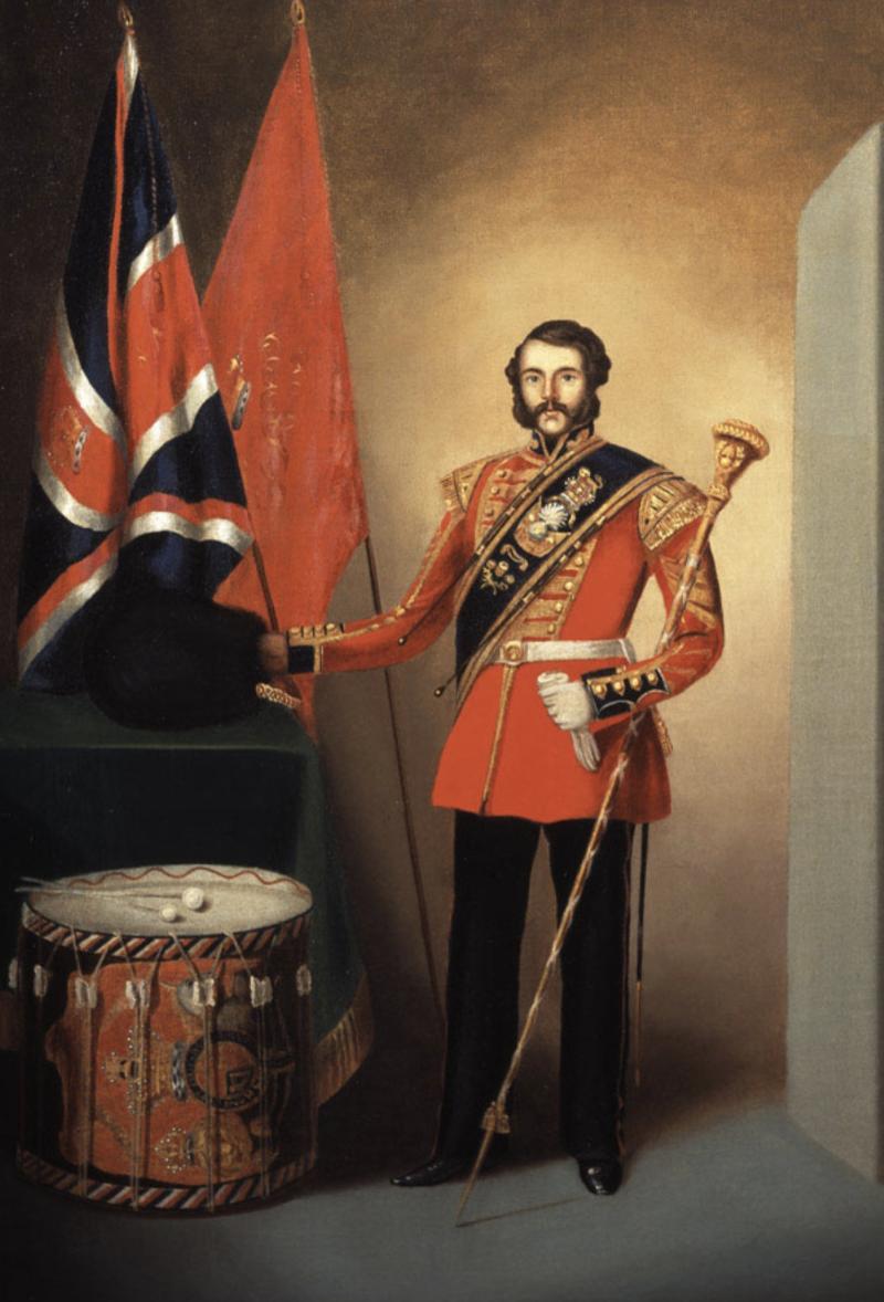 An Original, Victorian, Regimental British Army Leopard Skin Apron & Guards Bandsman’s Tunic for The Ornately Uniformed Regimental Bass Drummer