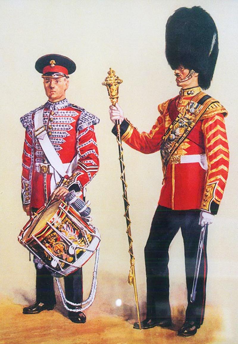 A King George Vth, King George VIth & WW2 Regimental Painted 1st Battalion Grenadier Guards, Rope Tension Snare Drum With Battle Honours Up to The End of WW1, 1918