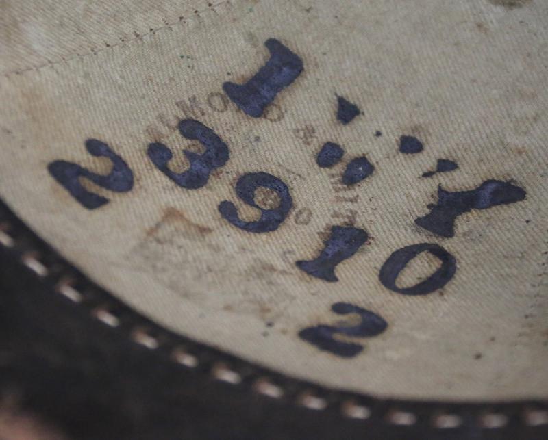 A Superb British, Original, Regimental Edwardian Service Helmet. of The West Yorkshire Regiment. Blue Cloth with Gold Badge, Fittings, Spike, & Rose Head Curb Chain Mounts and Chin Chain