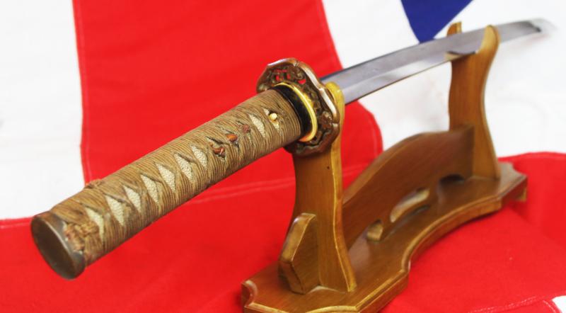 A Super Antique Ancestral Japanese Sword. Koto Blade, Around 500 Years Old. A WW2 Officers Katana, Antique, Edo Period, Traditional Tsuka {Hilt}. Unusual Short Size, For Tank Officer Service