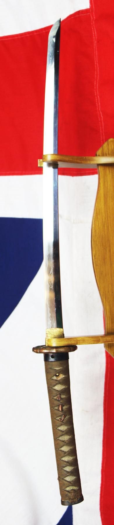 A Super Antique Ancestral Japanese Sword. Koto Blade, Around 500 Years Old. A WW2 Officers Katana, Antique, Edo Period, Traditional Tsuka {Hilt}. Unusual Short Size, For Tank Officer Service