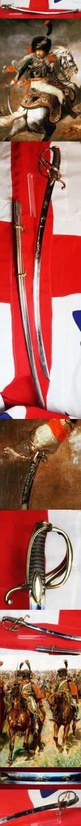 A Rare, Absolutely Stunning 1st Empire, Combat, 'Blue. & Gilt' Officer's Sabre of the Legere, Hussards, & Mounted Chasseurs. The Year IX, Circa 1810, Sabre Used by Officers of the Mounted Chasseurs of the Imperial Guard