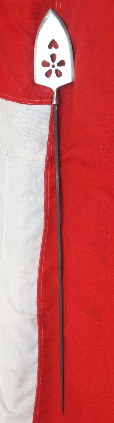 A Very Impressive, Attractive, & Massive, Sukashi, Japanese Yanone {Arrow} Yanagi-Ba (Willow Leaf) With Long Tang. With Pierced Boar's Eye and Flower Head Clan Mon Likely a Presentation Piece