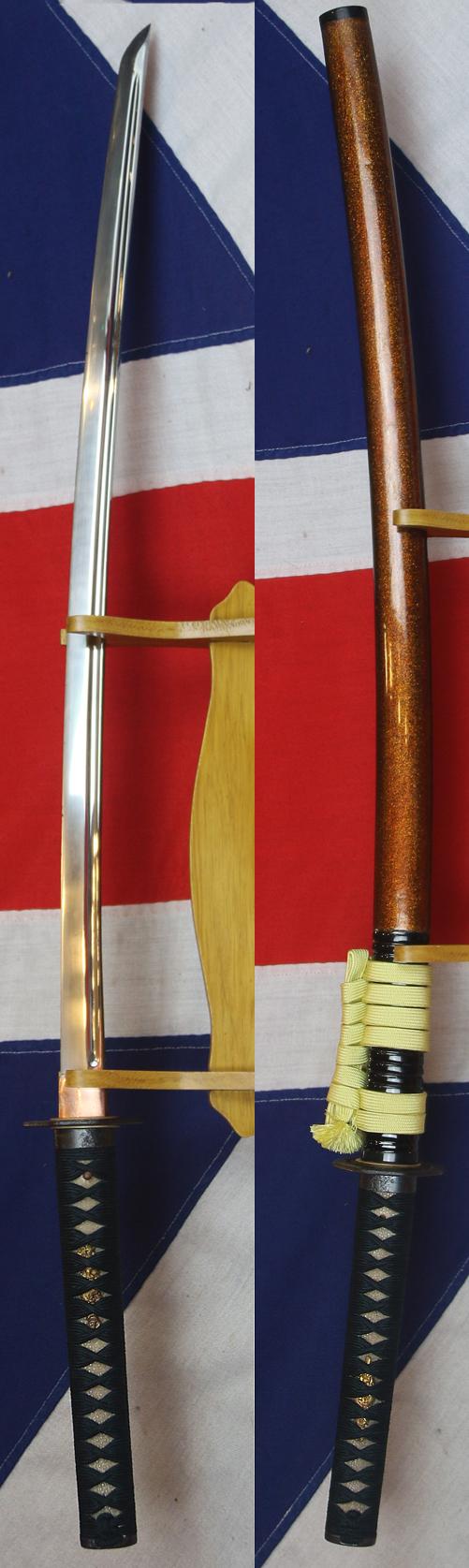 Beautiful, Original 'Tamashigiri Cutting Test' Antique Samurai Katana Signed By High Rated Master Smith, Masashige Tegarayama, 手柄山正繁 With Highly Rare Tamashigiri Cutting Test, By Gonnosuke Komatsubara, Dated 1799. & A Buddhist Eightfold Path Tsuba