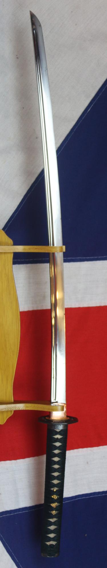 Beautiful, Original 'Tamashigiri Cutting Test' Antique Samurai Katana Signed By High Rated Master Smith, Masashige Tegarayama, 手柄山正繁 With Highly Rare Tamashigiri Cutting Test, By Gonnosuke Komatsubara, Dated 1799. & A Buddhist Eightfold Path Tsuba