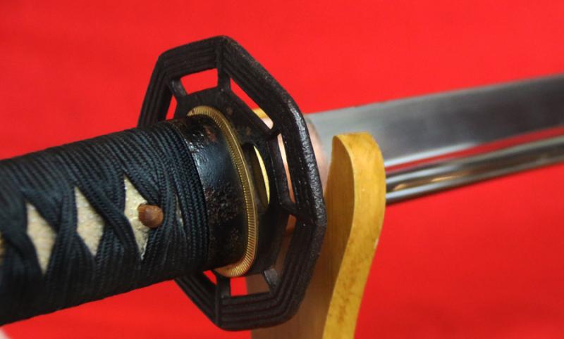 Beautiful, Original 'Tamashigiri Cutting Test' Antique Samurai Katana Signed By High Rated Master Smith, Masashige Tegarayama, 手柄山正繁 With Highly Rare Tamashigiri Cutting Test, By Gonnosuke Komatsubara, Dated 1799. & A Buddhist Eightfold Path Tsuba