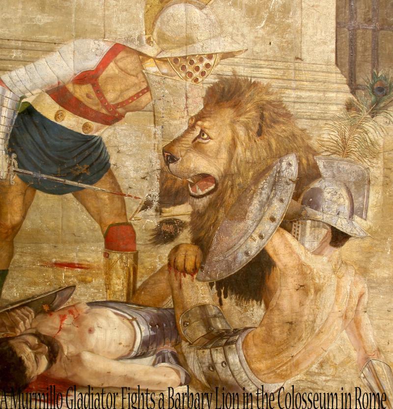 A Rare Original Roman Gladiatrix, {A Female Gladiator} Size Bronze Ring, Early Imperial Roman Period. Featuring A Coliseum Barbary Lion in a Combat Pose Around 1900 Years Old