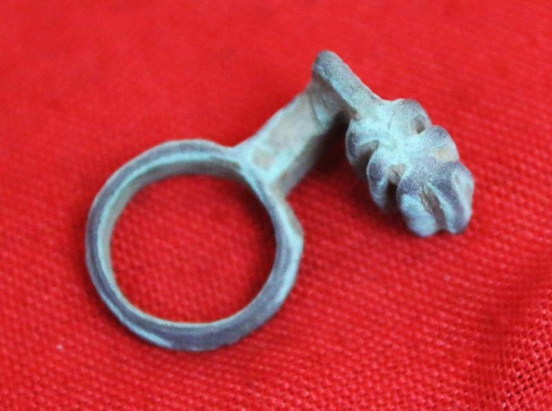 Roman Key Ring, A Bronze Amulet-Ring Key. 1st to 3rd Century A.D.Around 1900 to 1800 Years Old. Worn From The Period of Emperors Trajan, Hadrian, Marcus Aurelius, Lucius Verus, & Commodus