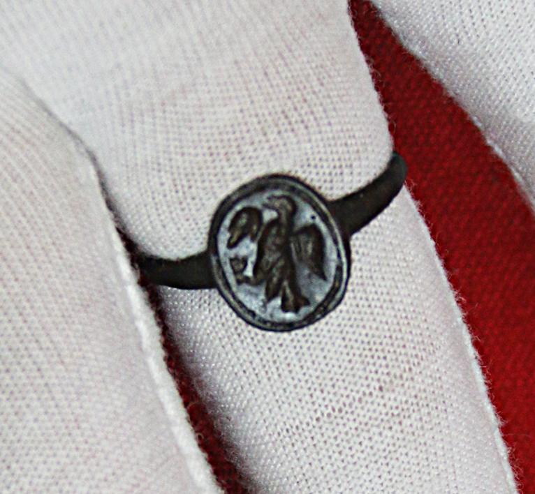 Most Rare & Desirable, Status Ring, An Original Ancient Roman Bronze Ring Engraved With A Roman Legion’s Eagle Standard. An Image Of An Ancient Roman Legion's Standard Possibly For The Legion's Aquilfer {Standard Bearer} Circa 1700 Years Old