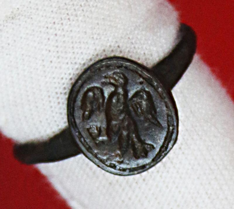 Most Rare & Desirable, Status Ring, An Original Ancient Roman Bronze Ring Engraved With A Roman Legion’s Eagle Standard. An Image Of An Ancient Roman Legion's Standard Possibly For The Legion's Aquilfer {Standard Bearer} Circa 1700 Years Old