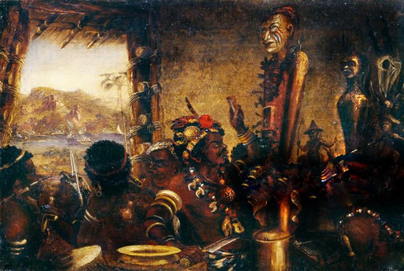 A Superb Esoteric Collection of Vintage Witchcraft Pieces, Witchballs & African Kongo Nail-Fetish Figures, & A Voduo {Voodoo} Entangled Simian Carved Figure. Feared by Victorian Missionaries as Instruments of Sorcery by The Tribal Nganga. & A Draken Head