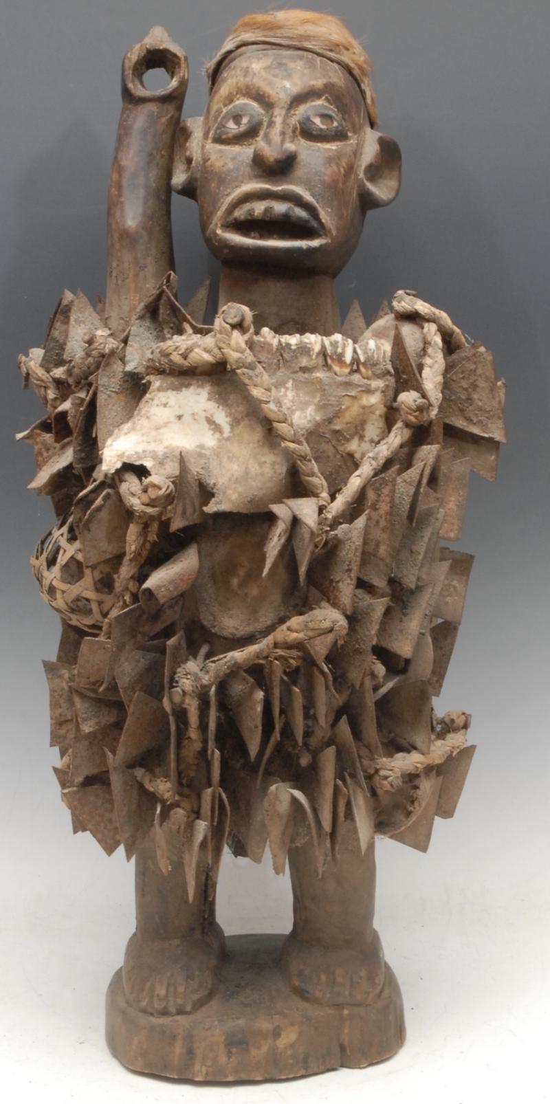 A Superb Esoteric Collection of Vintage Witchcraft Pieces, Witchballs & African Kongo Nail-Fetish Figures, & A Voduo {Voodoo} Entangled Simian Carved Figure. Feared by Victorian Missionaries as Instruments of Sorcery by The Tribal Nganga. & A Draken Head