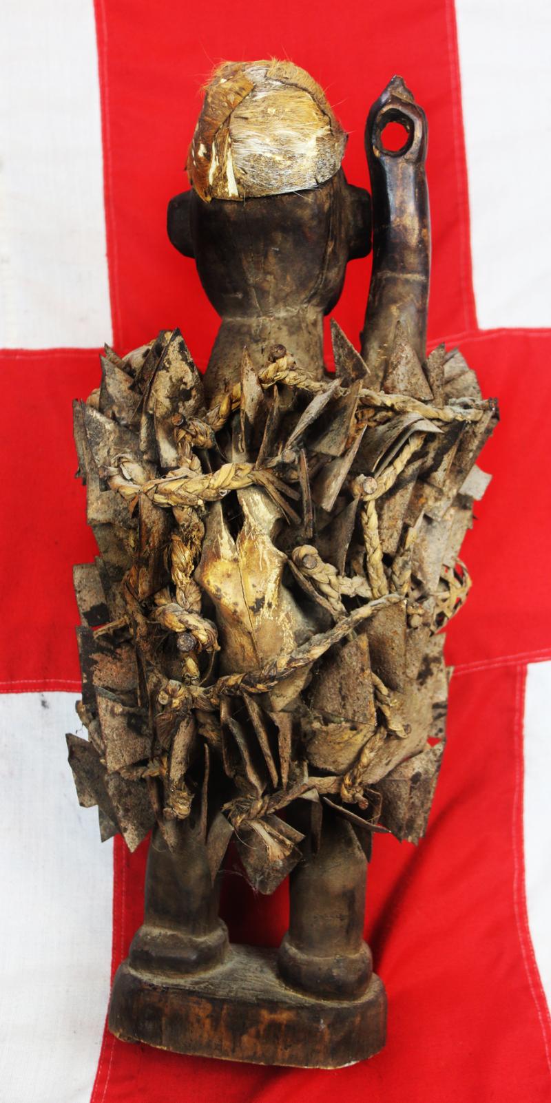 An Absolutely Superb Esoteric Antique Witchcraft Fetish Statue. An African Kongo Witch Doctor's Nail-Fetish Figure, A Voduo {Voodoo} Nkondo Nkisi. Historically Much Feared by Victorian Missionaries as Instruments of Sorcery. Made by The Tribal Nganga