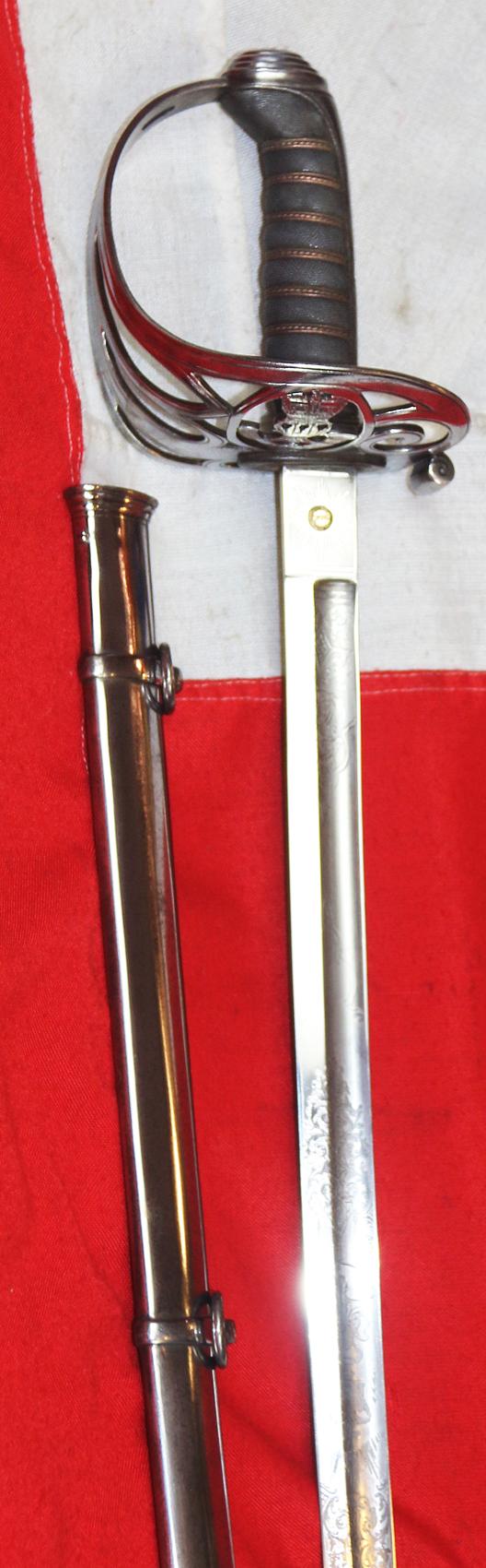 A Wonderful Quality, Original, Victorian, Deluxe Grade Antique Light Infantry Rifles Officer's Combined Combat and Dress Service Sword. In Excellent Plus Condition.