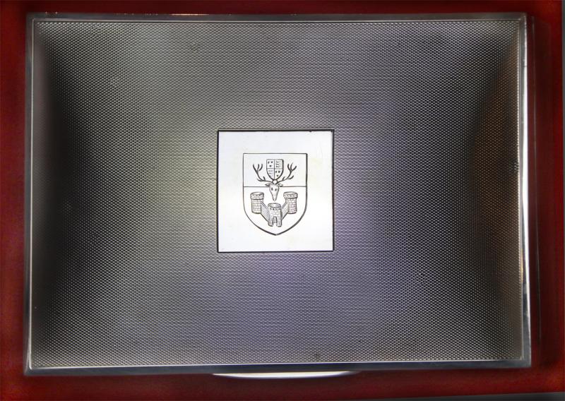 A Superb Solid Sterling Silver Cigarette & Cigar Box, Early H.M. Queen Elizabeth IInd Period With The Crest of the Royal Borough of Windsor, & The Castle