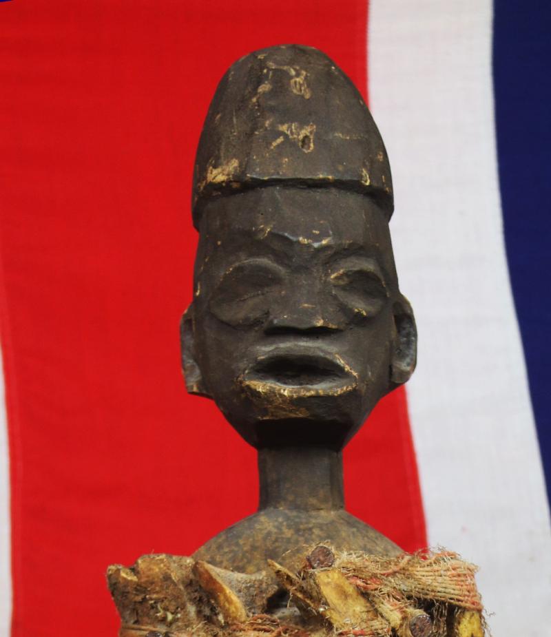 Absolutely Superb Esoteric Antique Witchcraft Fetish Statue. An African Kongo Witch Doctor's Nail-Fetish Power Figure, A Voduo {Voodoo} Nkondi Nkisi. Historically Much Feared by Victorian Missionaries as Instruments of Sorcery. Made by The Tribal Nganga