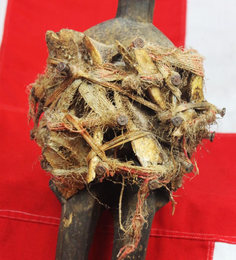 Absolutely Superb Esoteric Antique Witchcraft Fetish Statue. An African Kongo Witch Doctor's Nail-Fetish Power Figure, A Voduo {Voodoo} Nkondi Nkisi. Historically Much Feared by Victorian Missionaries as Instruments of Sorcery. Made by The Tribal Nganga