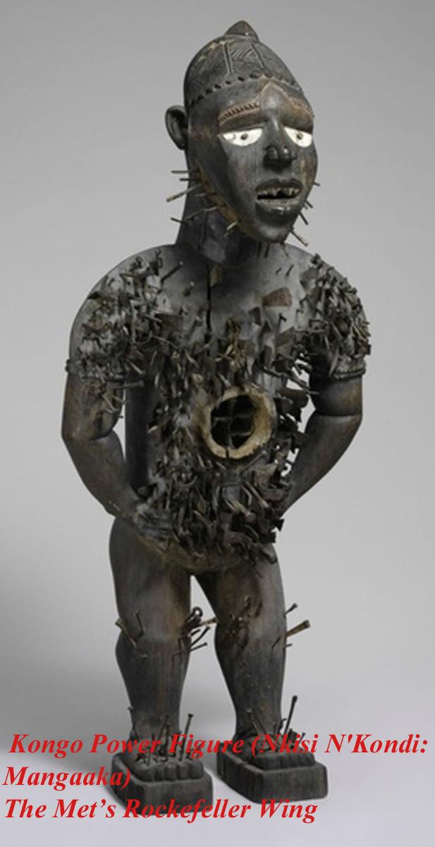 Absolutely Superb Esoteric Antique Witchcraft Fetish Statue. An African Kongo Witch Doctor's Nail-Fetish Power Figure, A Voduo {Voodoo} Nkondi Nkisi. Historically Much Feared by Victorian Missionaries as Instruments of Sorcery. Made by The Tribal Nganga