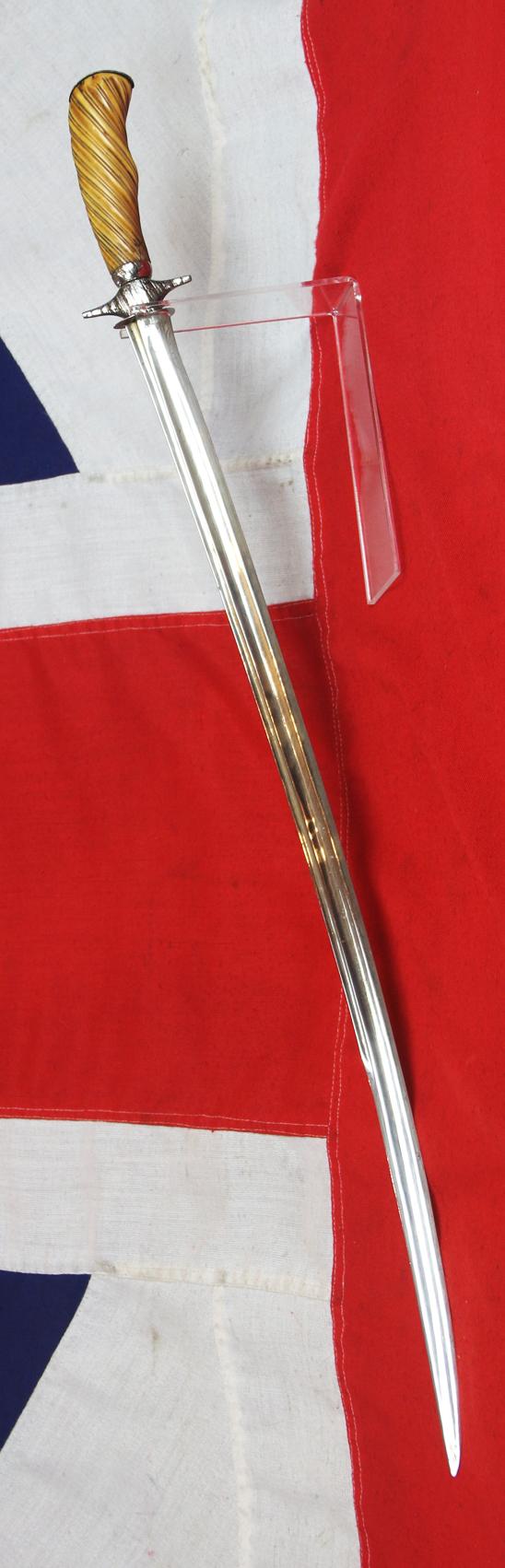 A Superb 18th Century Royal Naval Midshipman's & Officer's Short Sword Hanger, Carved Spiral Hilt Grip With Rare Silver Close Plate Quillon and Pommel used From The Battle of the Glorious Ist of June, the Battle Of the Nile and the Battle of Trafalgar