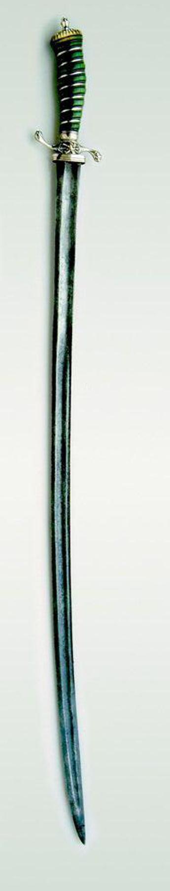 A Superb 18th Century Royal Naval Midshipman's & Officer's Short Sword Hanger, Carved Spiral Hilt Grip With Rare Silver Close Plate Quillon and Pommel used From The Battle of the Glorious Ist of June, the Battle Of the Nile and the Battle of Trafalgar