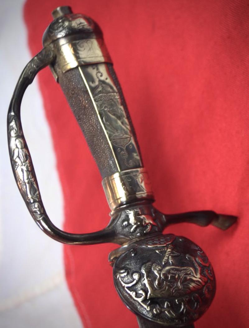 Very Rare Circa 1700’s Japanese Nagasaki Emigre Sword Maker. A ‘Sawasa’ Naval Hanger A Japanese Hangar in The European Style, For a Senior Officer of the Dutch East India Company ( the VOC). A VOC Naval Captain of A So Called ‘Black Ship’