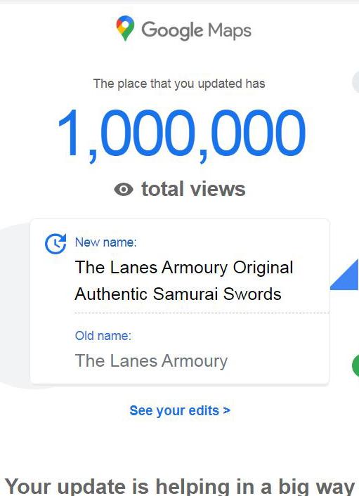 One Million Viewers!! Google Just Informed Us 1,000,000 People Searched To Find Our Location on Google Maps Since We Updated Our Company Entry Recently.