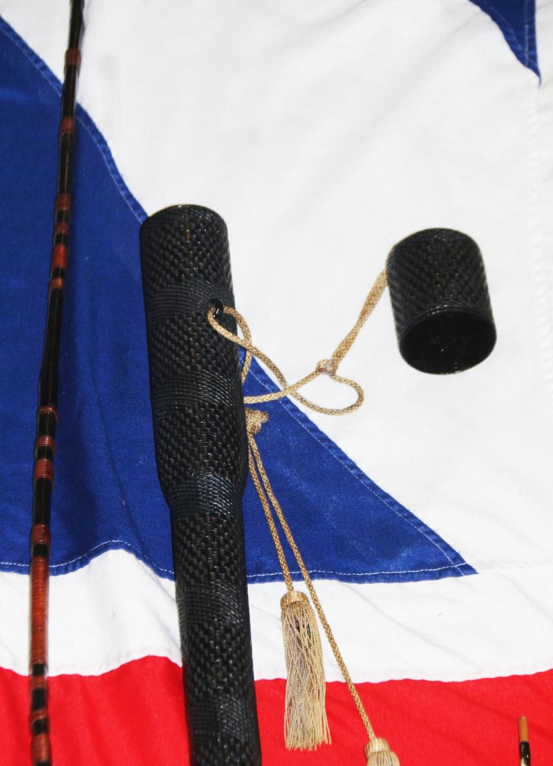 A Rare, Original, Japanese Antique Edo Period Samurai War Bow 'Daikyū ' With Urushi Lacquered Woven Rattan Quiver 'Yabira Yazutsu' With 3 'Ya' Arrows