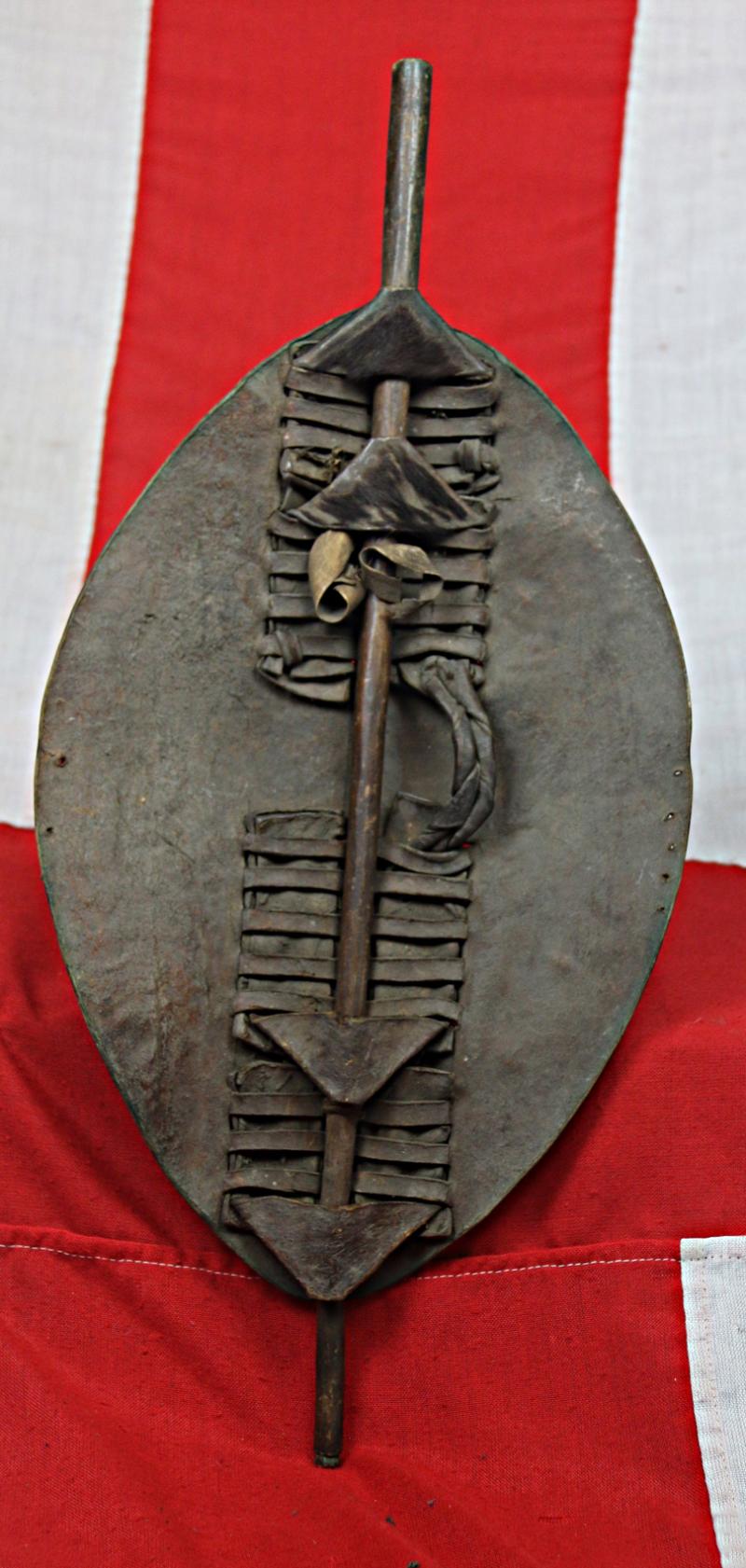 A Superb, Original, 1879 Zulu War Small Cow-Hide Zulu Shield. Likely A Zulu Iwahu Shield. From the Time Of Islandwana, Rorke's Drift and Ulundi. Souvenir of the Zulu War