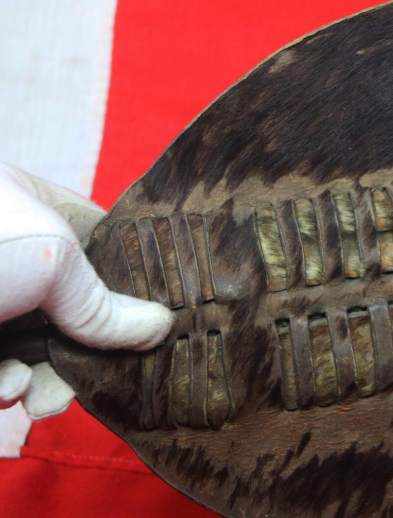 A Superb, Original, 1879 Zulu War Small Cow-Hide Zulu Shield. Likely A Zulu Iwahu Shield. From the Time Of Islandwana, Rorke's Drift and Ulundi. Souvenir of the Zulu War